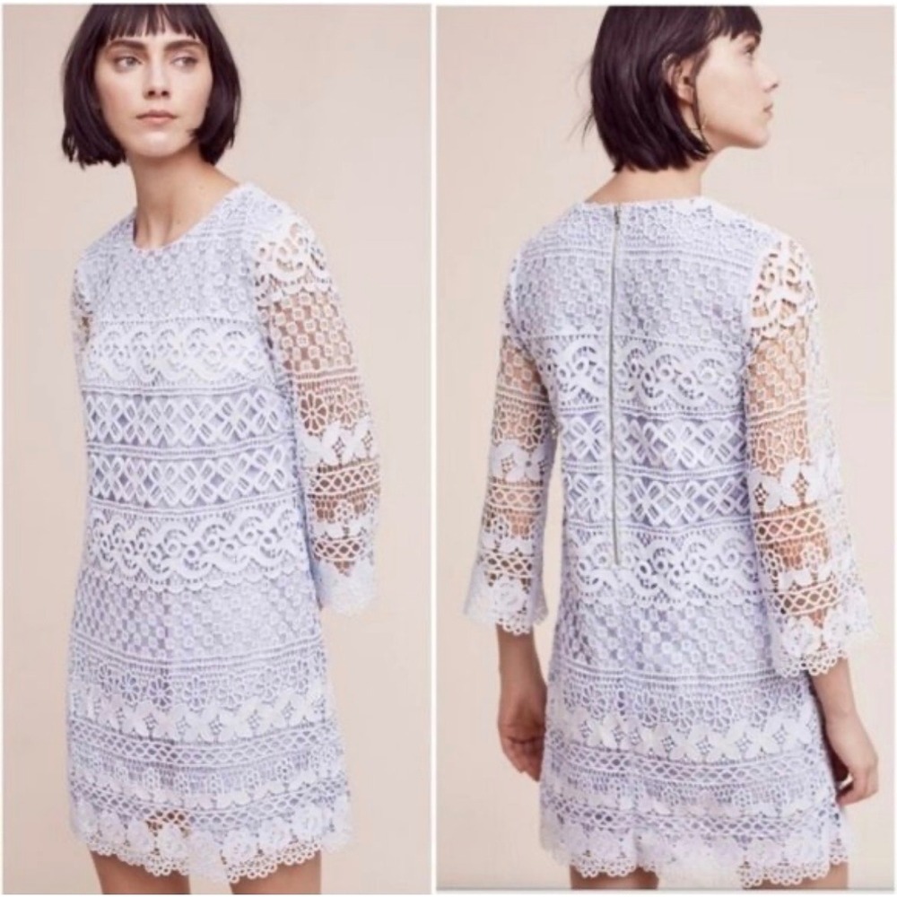 HD‎ in Paris Dress Womens XSP Blue Lace Mini Anthropologie Petite Boho Party